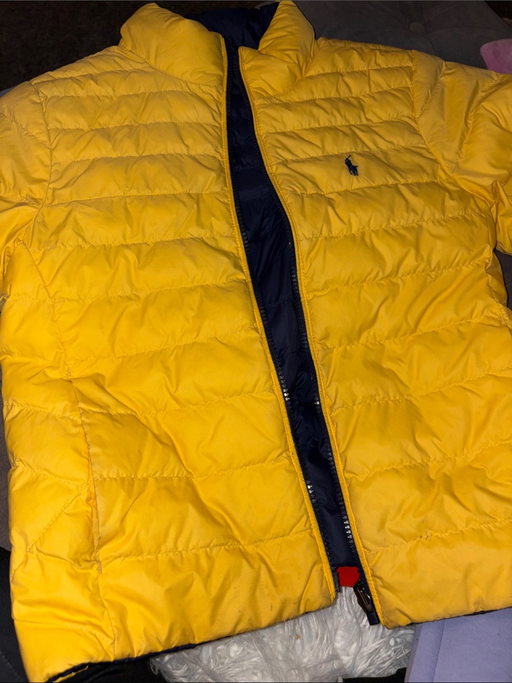 Polo by Ralph Lauren Menโs Bright Yellow Quilted Puffer Jacket